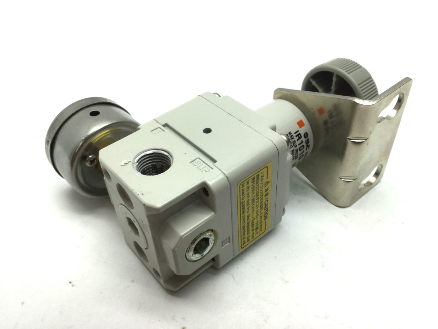 Used SMC IR1010-N01 Precision Regulator, 150psi Max Inlet, 1.4-60psi Out, 1/8" NPT