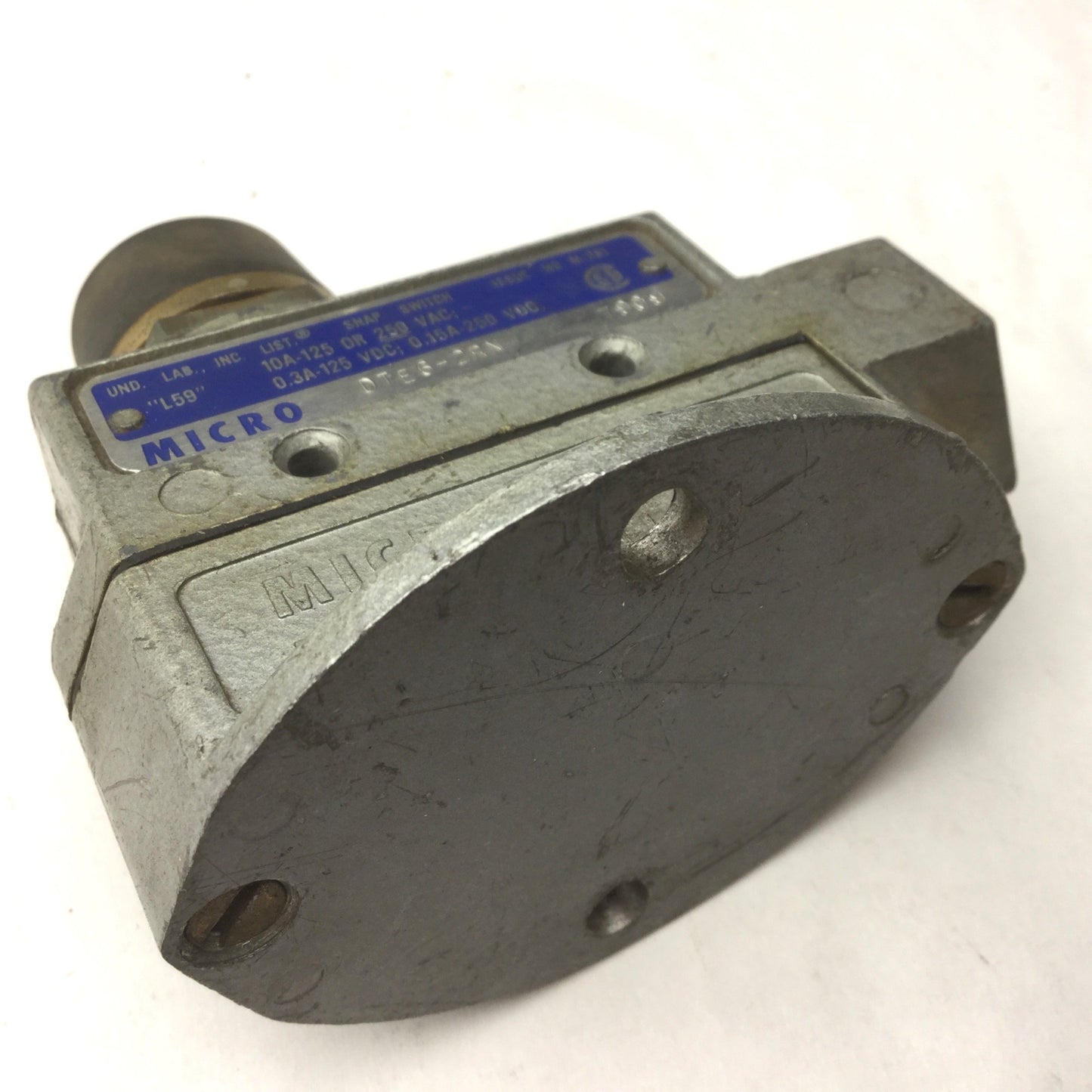 Used Micro Switch DTE6-2RN Limit Switch, Side Plunger, 10A, DPDT, 120VAC Rated