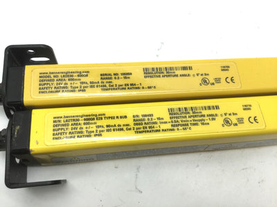 Used Banner LS2E30-600Q8 LS2TR30-600Q8 EZ-Screen Light Curtain Emitter Receiver