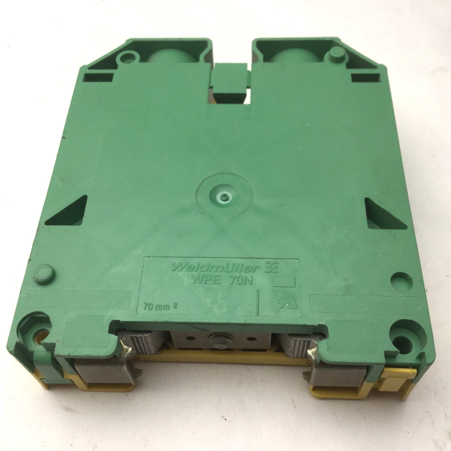 Used Weidmuller WPE 70N Ground Terminal Block, Green Yellow, 1000V