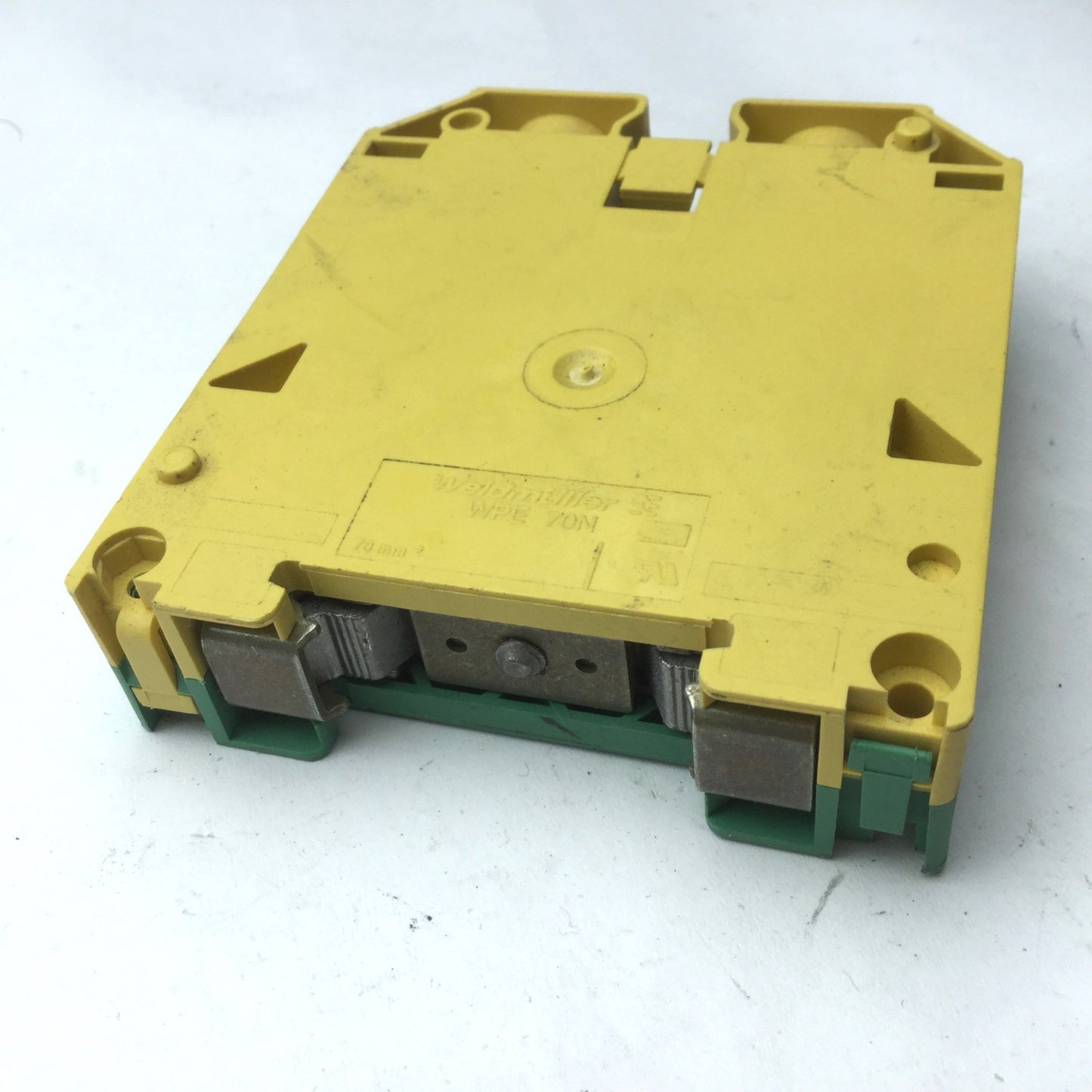 Used Weidmuller WPE 70N Ground Terminal Block, Green Yellow, 1000V