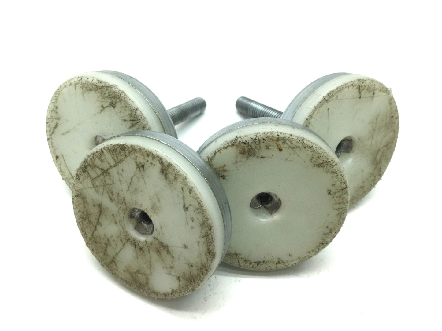 Used Lot of 4 Leveling Feet Thread: 5/16-18, Screw Length: 2-1/4", Foot OD: 2"