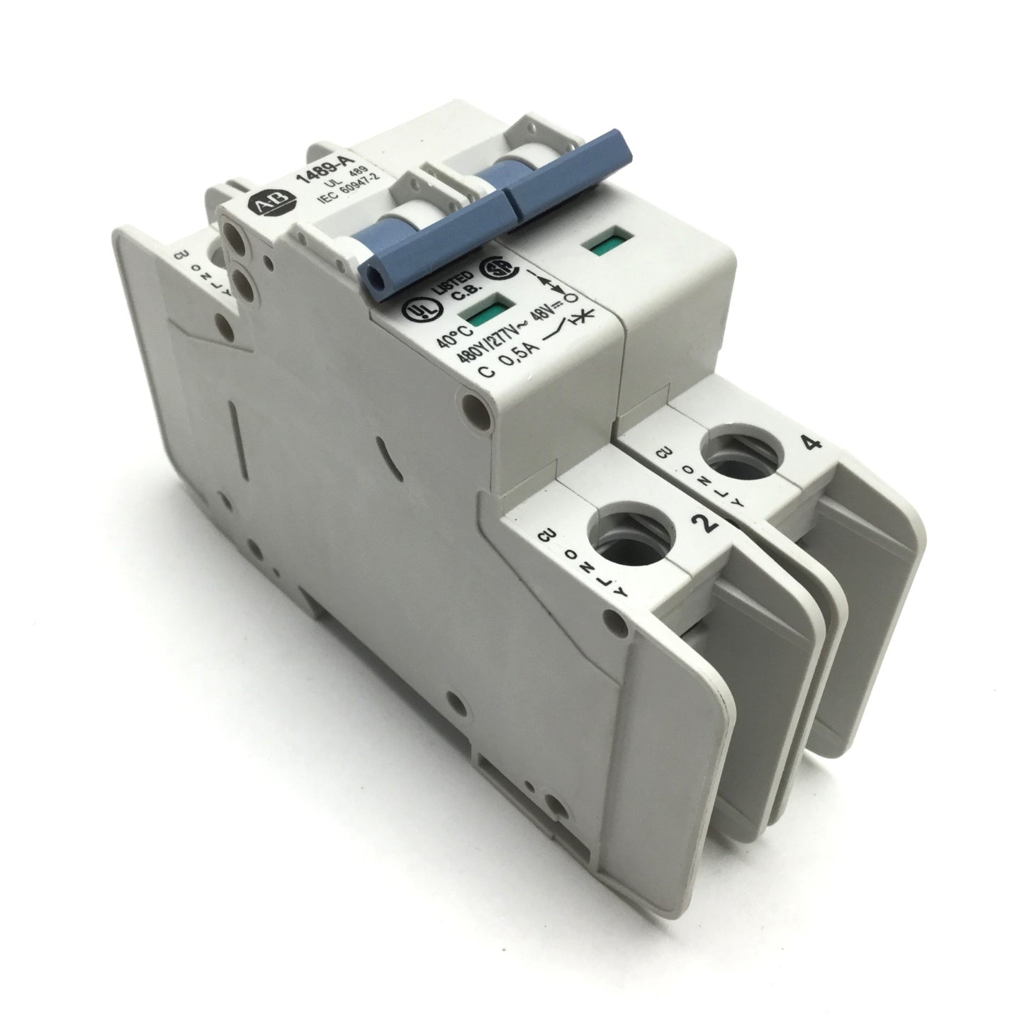Used Allen Bradley 1489-A2C005 Circuit Breaker 2-Pole, Rating 480Y/277VAC/48VDC 0.5A