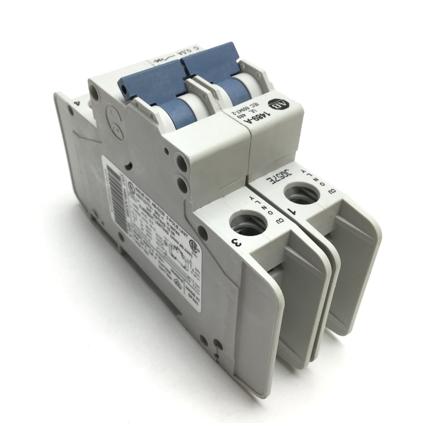 Used Allen Bradley 1489-A2C005 Circuit Breaker 2-Pole, Rating 480Y/277VAC/48VDC 0.5A