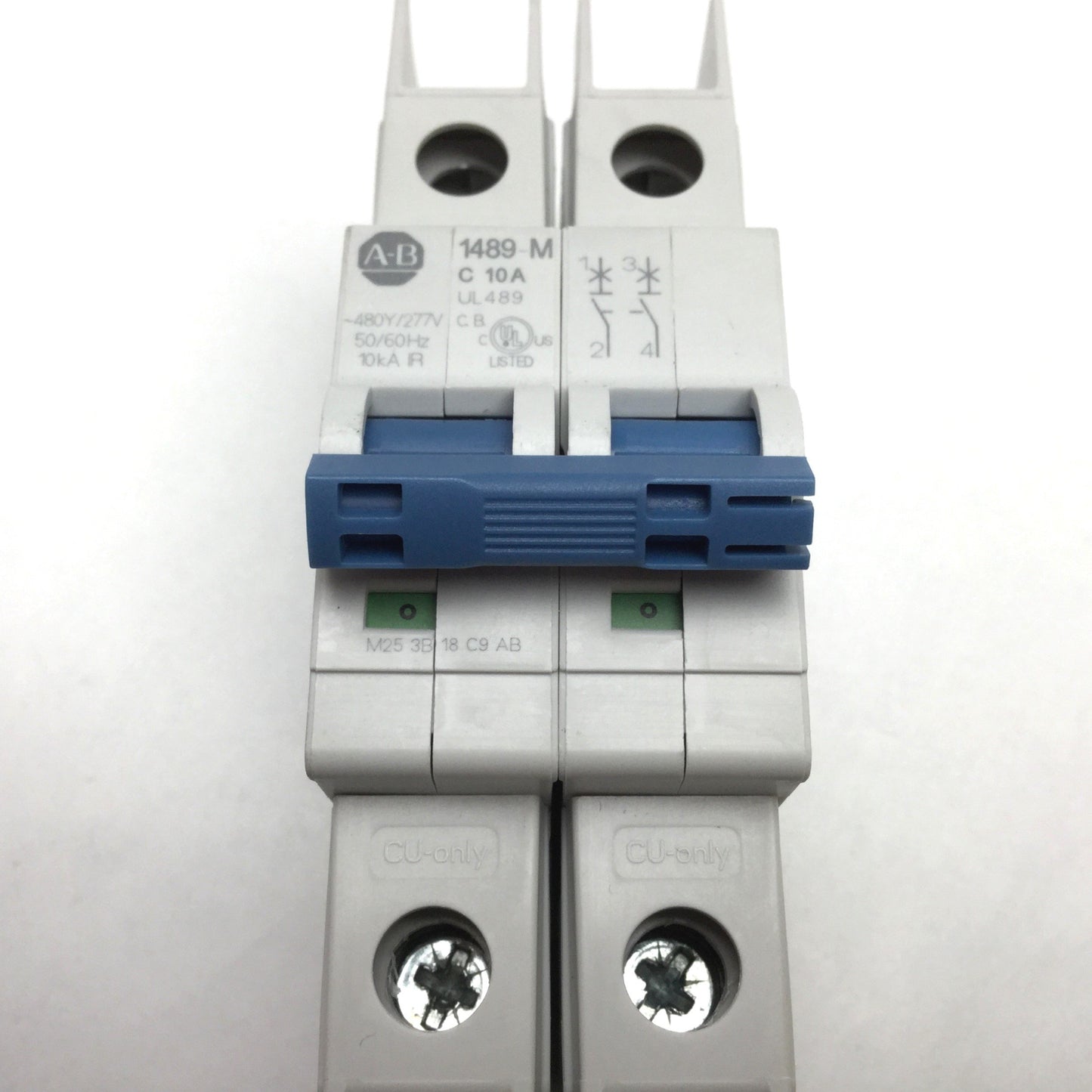 Used Allen Bradley 1489-M2C100 Circuit Breaker, 2-Pole, C-Curve, 480Y/277VAC 10A