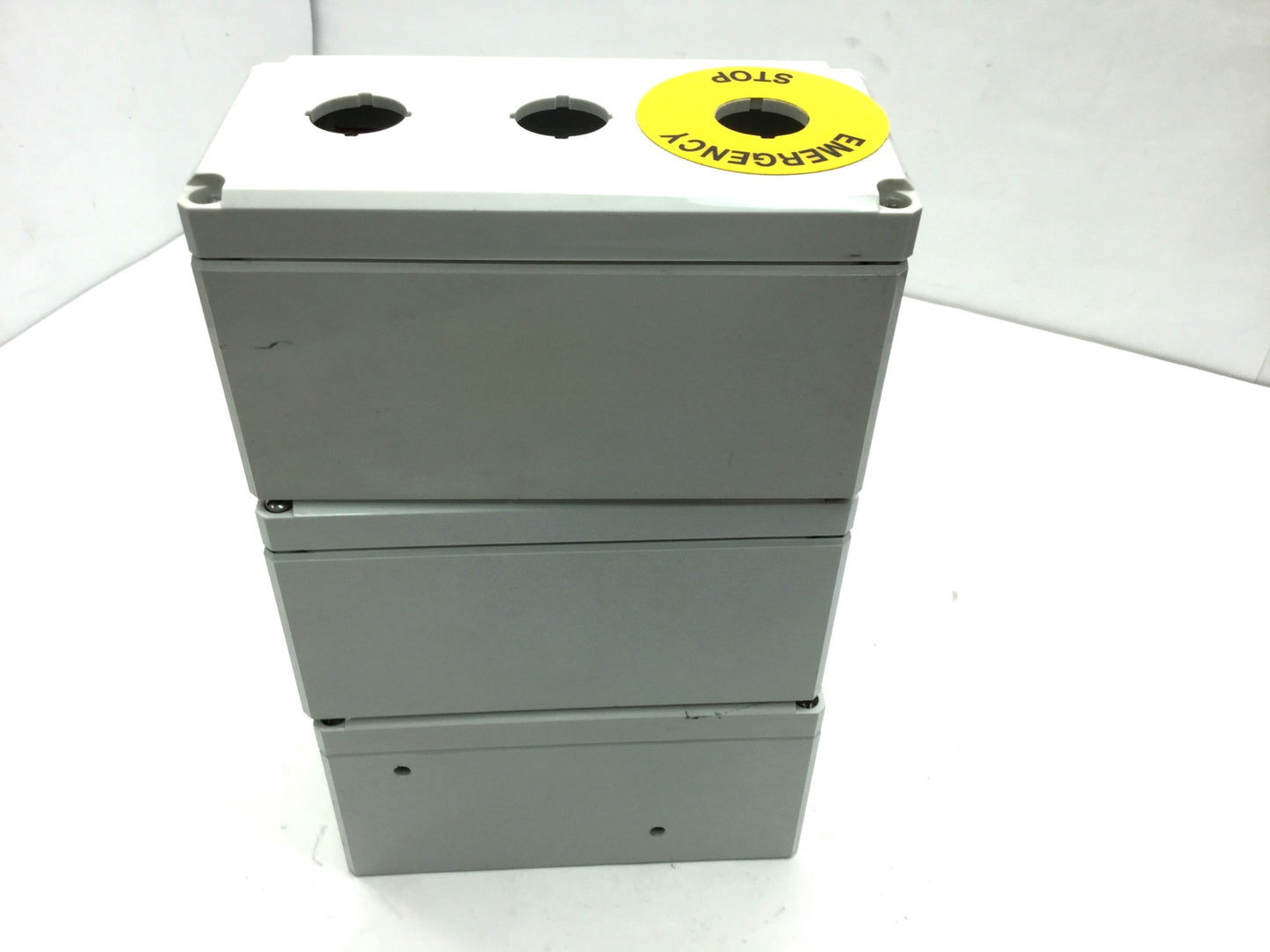 Used Lot of 3 Hoffman Q3PBPCDM 3-Hole Pushbutton Enclosures, 3" x 6" x 3" *Holes*