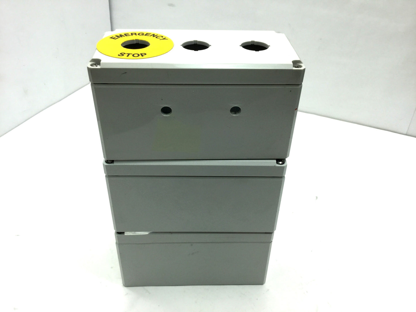 Used Lot of 3 Hoffman Q3PBPCDM 3-Hole Pushbutton Enclosures, 3" x 6" x 3" *Holes*