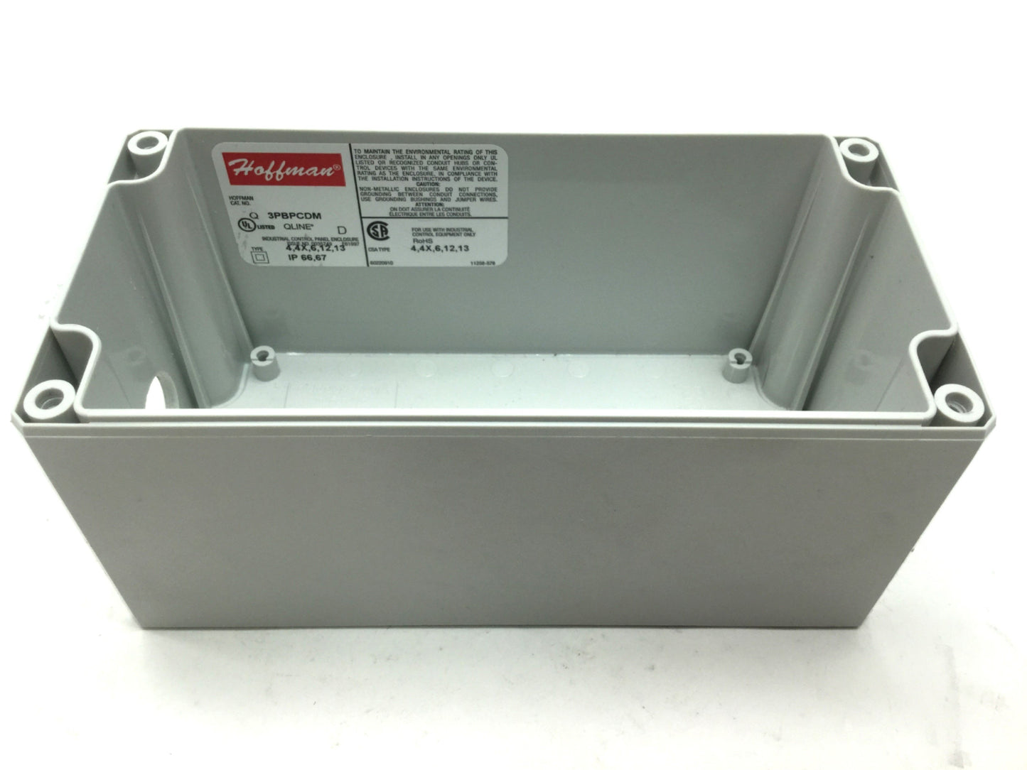 Used Lot of 3 Hoffman Q3PBPCDM 3-Hole Pushbutton Enclosures, 3" x 6" x 3" *Holes*