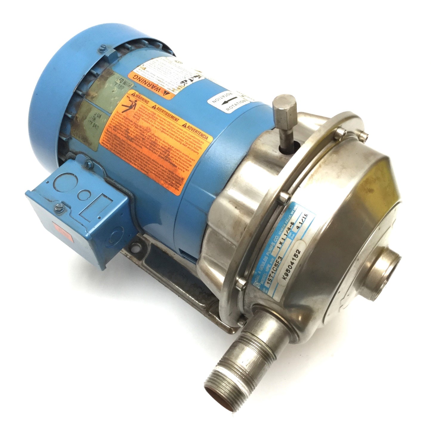 Used G&L Pumps NPE 1ST1C5F3 Centrifugal Pump with Emerson BV20A Motor, 3-Phase