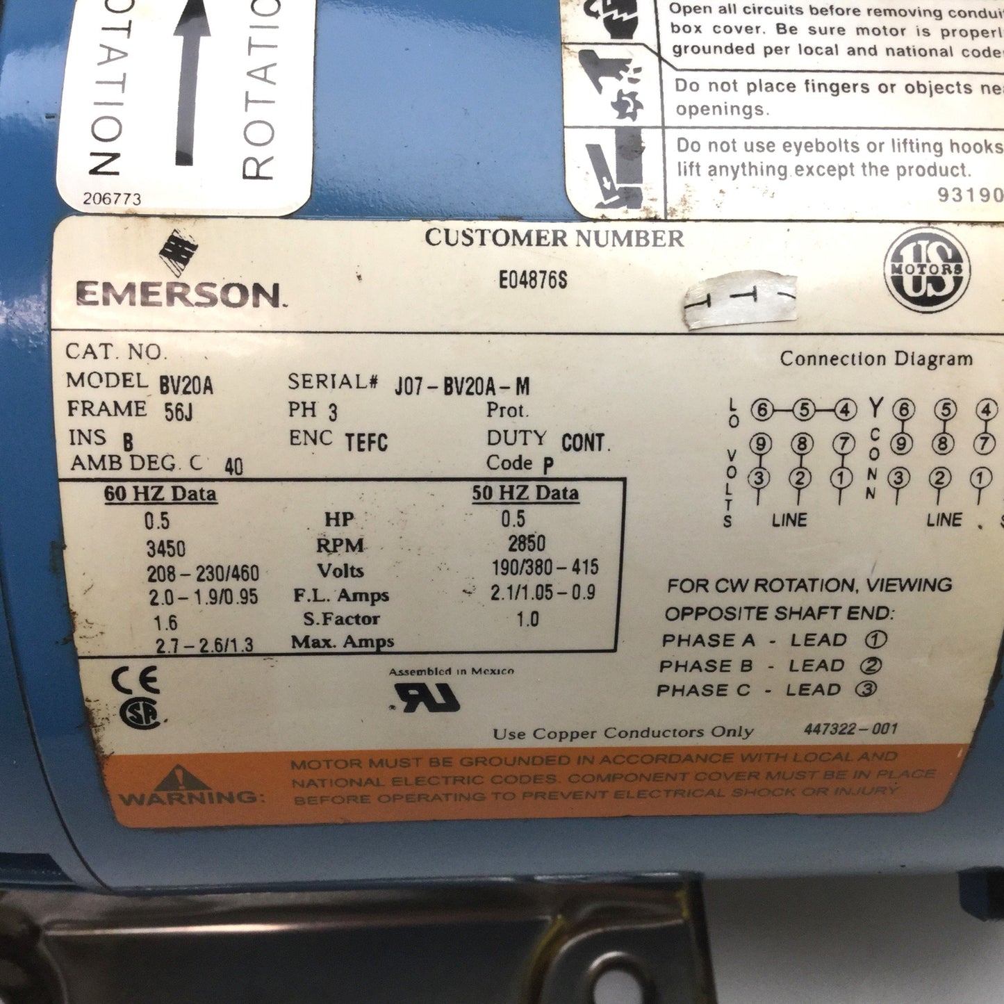 Used G&L Pumps NPE 1ST1C5F3 Centrifugal Pump with Emerson BV20A Motor, 3-Phase