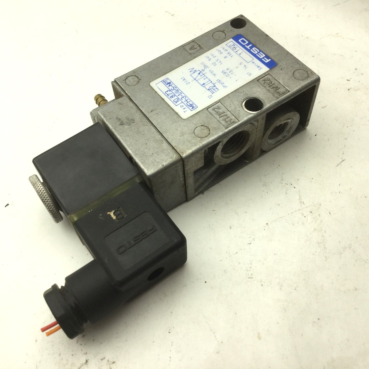 Used Festo MFH-3-1/4-S-NPT Solenoid Valve, 2-Position 3-Way, Pressure: -0.95 to 10bar