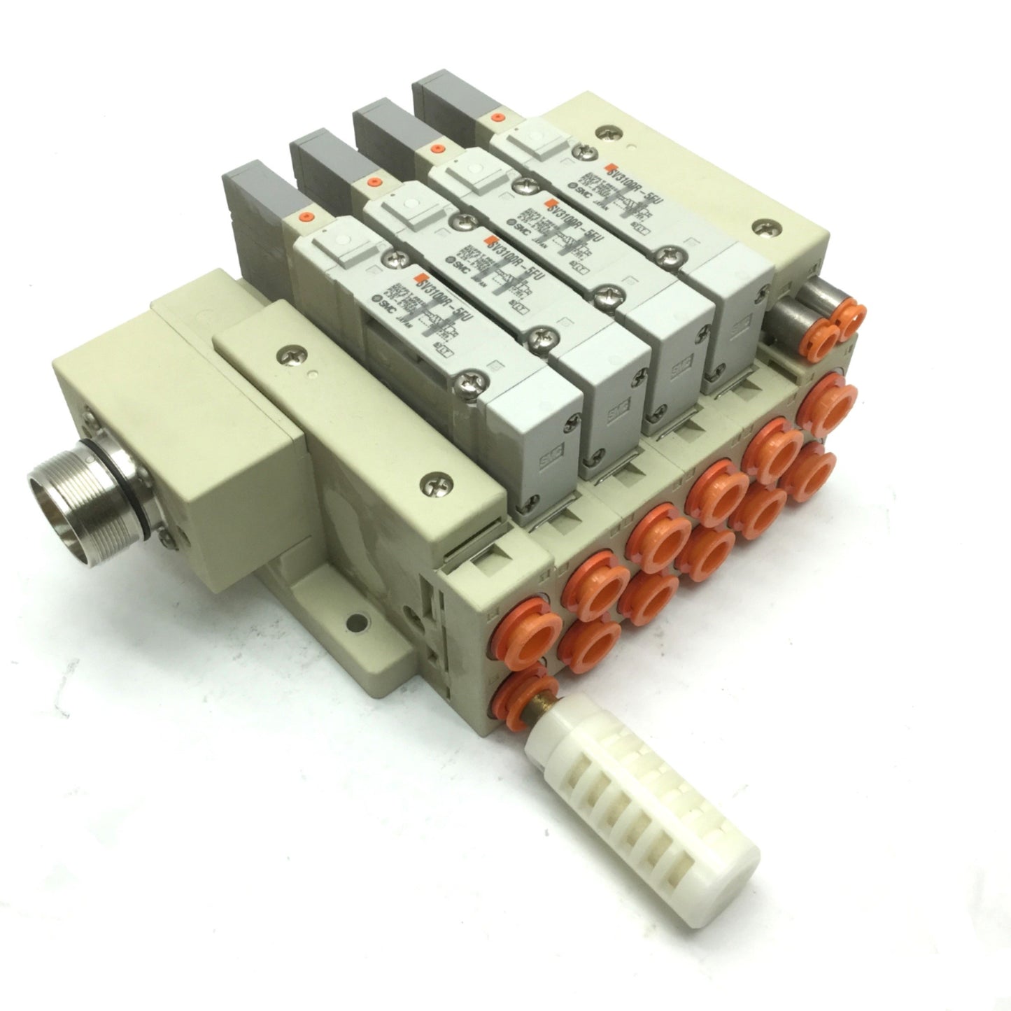 Used SMC (4x) SV3100R-5FU Solenoid Valves External Pilot, 0.25-0.7 MPa 2-Pos 5-Port