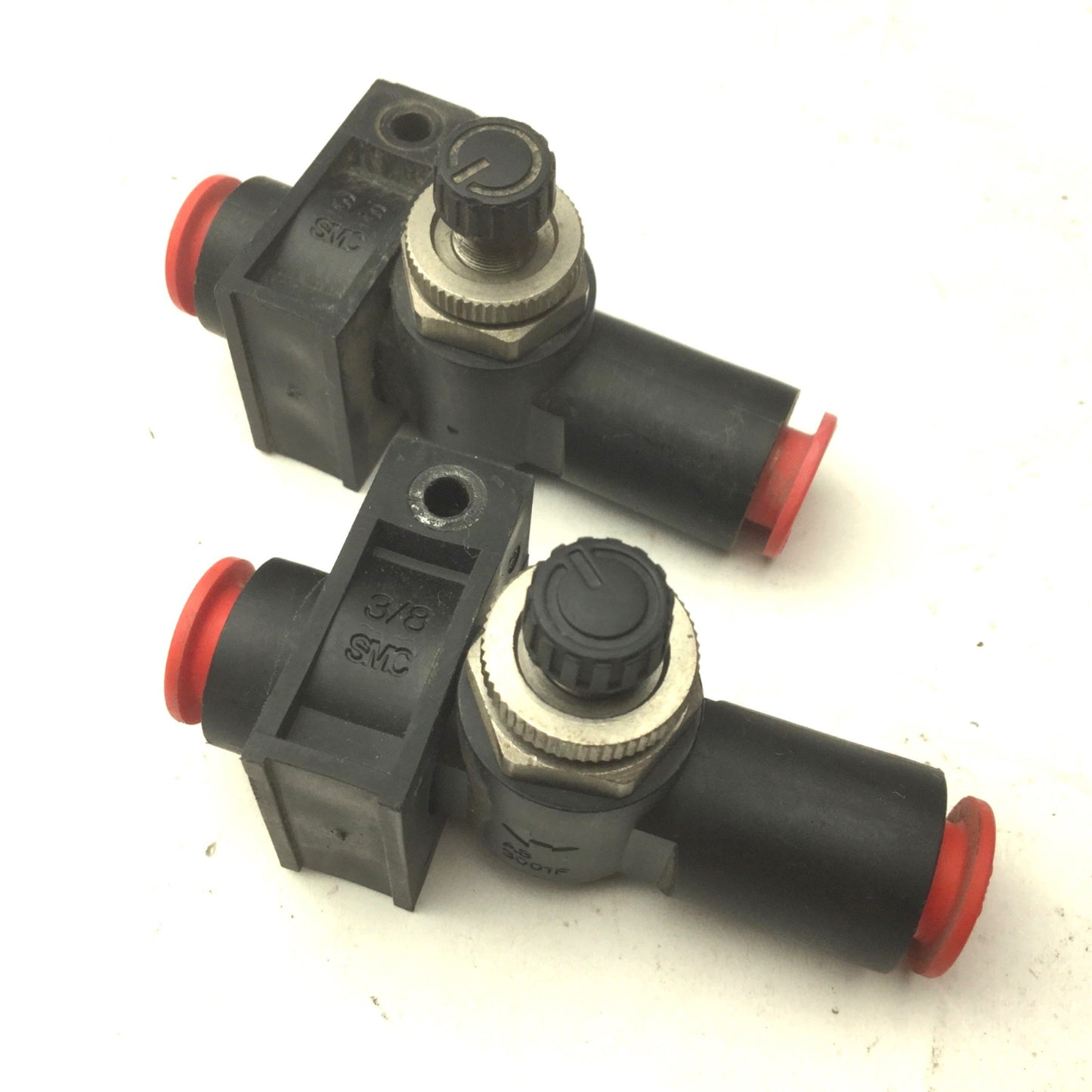 Used Lot of 2 SMC AS 3001F In-line Pneumatic Control Valve, 3/8", 1.0MPa Max