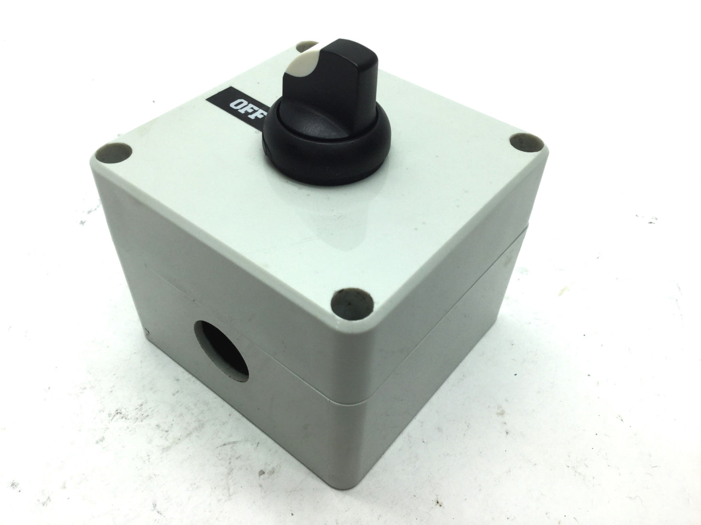 Used FIBOX 7032560 080807 Enclosure: 3.2x3.1x2.6", W/ Moeller M22-K10 Selector Switch