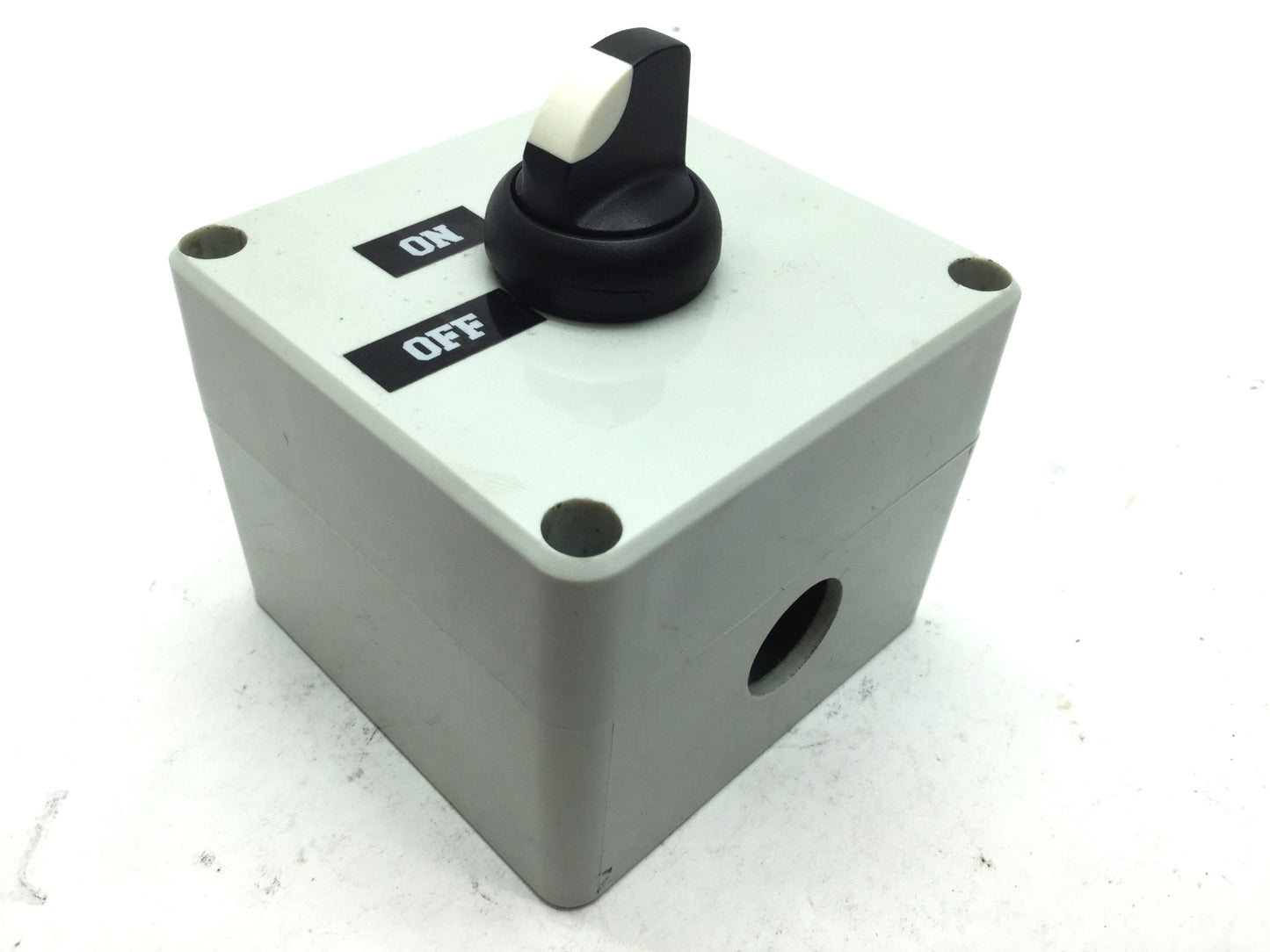 Used FIBOX 7032560 080807 Enclosure: 3.2x3.1x2.6", W/ Moeller M22-K10 Selector Switch