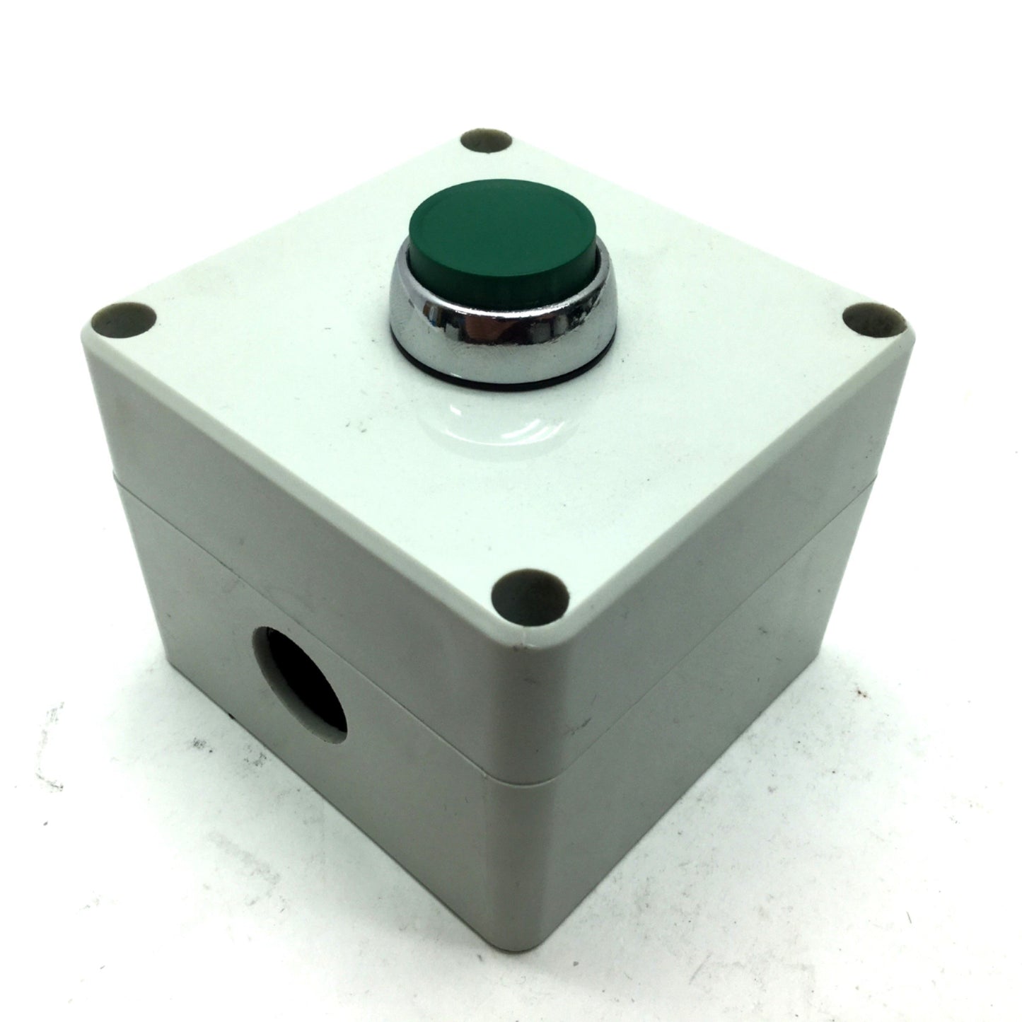 Used FIBOX 7032560 080807 Enclosure: 3.2x3.1x2.6", W/ Sprecher D7-X10 Push Button