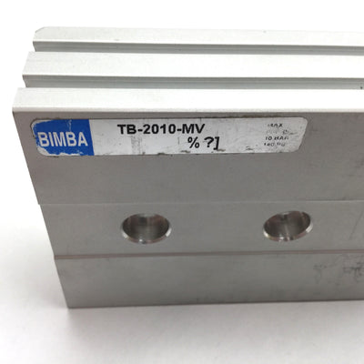 Used Bimba TB-2010-MV Twin Bore Cylinder, Bore: 20mm, Stroke: 10mm, Ports: M5x0.8