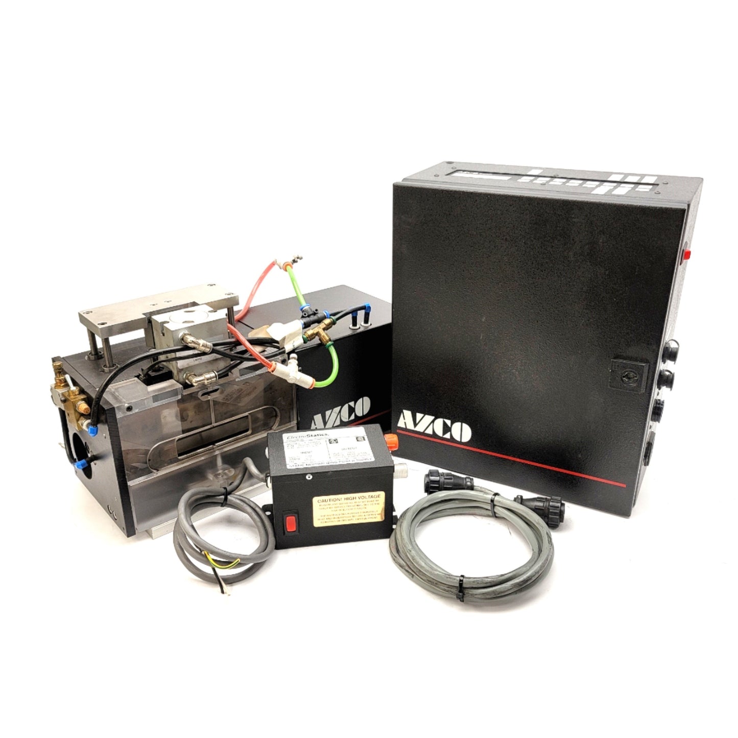 Used AZCO Corp FG110/SP Sur-Size Assembly 120VAC, W/Static Neutralizer & Air Idler