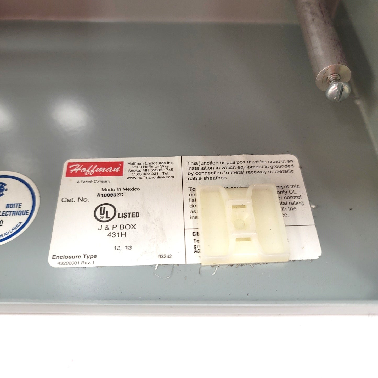 Used Hoffman A10086SC Screw Cover Steel Electrical Enclosure Box, 10" X 8" X 6"