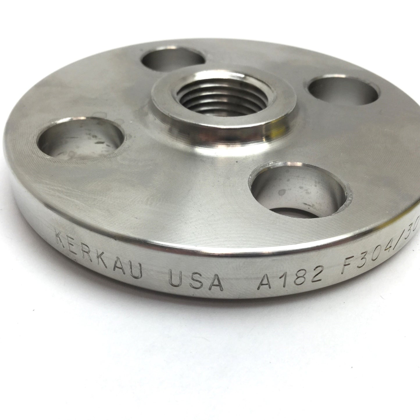 Used Lot of 2 Kerkau USA A182 F304/304L 1/2 150 81265 B16.5 SS Blind Flanges 1/2" NPT