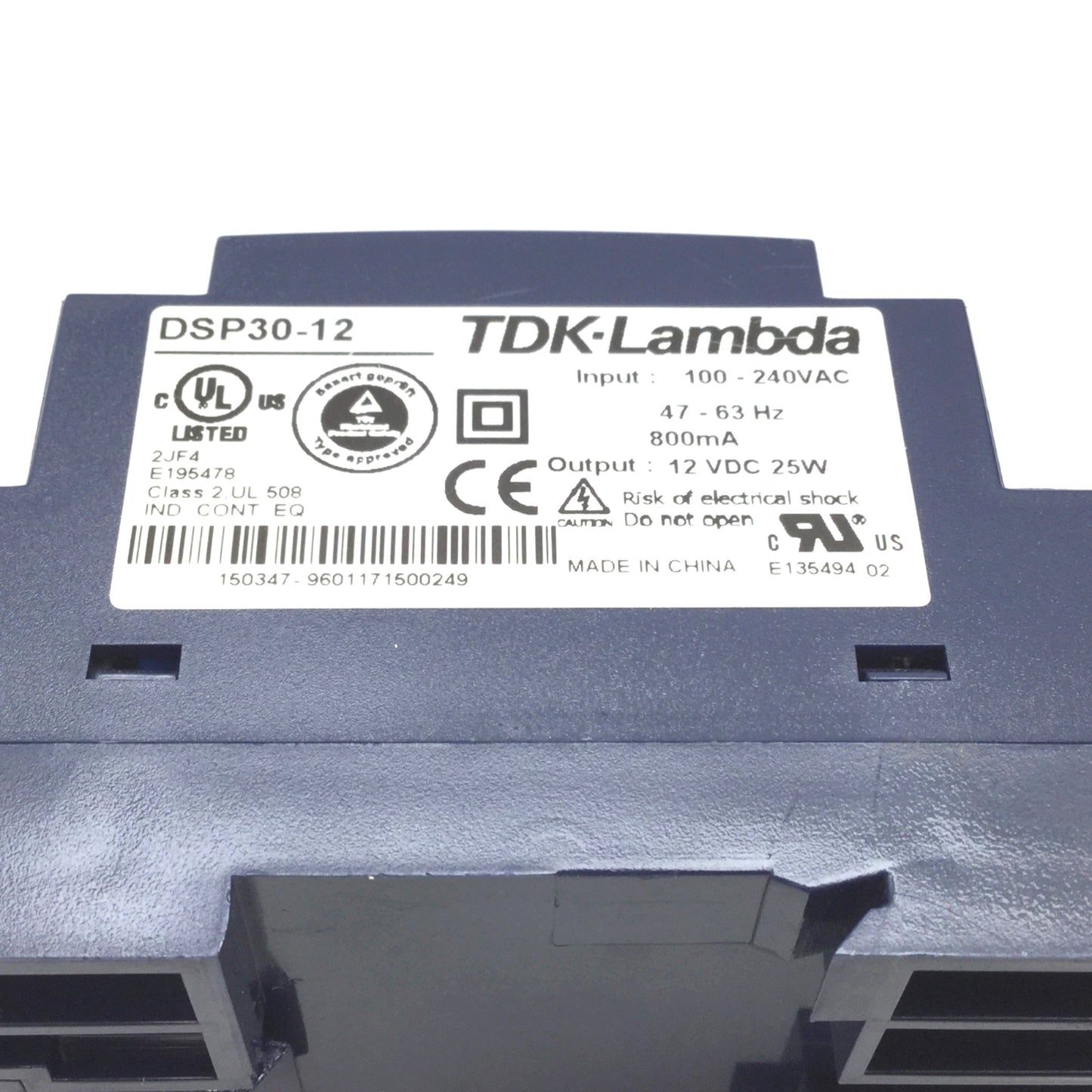 Used TDK-Lambda DSP30-12 Power Supply, Input: 100-240VAC 800mA, Output: 12VDC 25W
