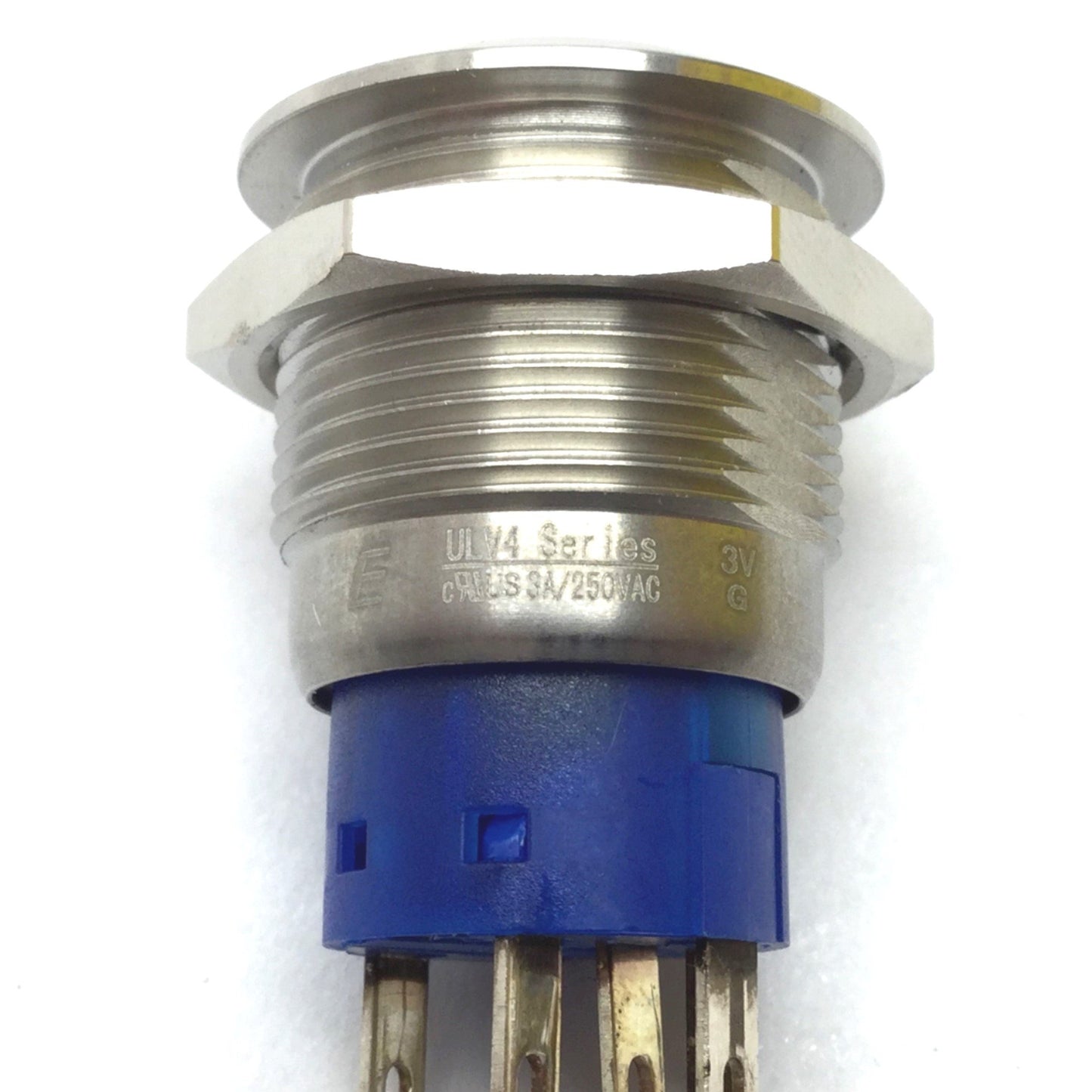 Used E-Switch ULV4 Anti-Vandal Switch, M19x1.0, SPDT, Rating: 3A 125/250VAC, Green
