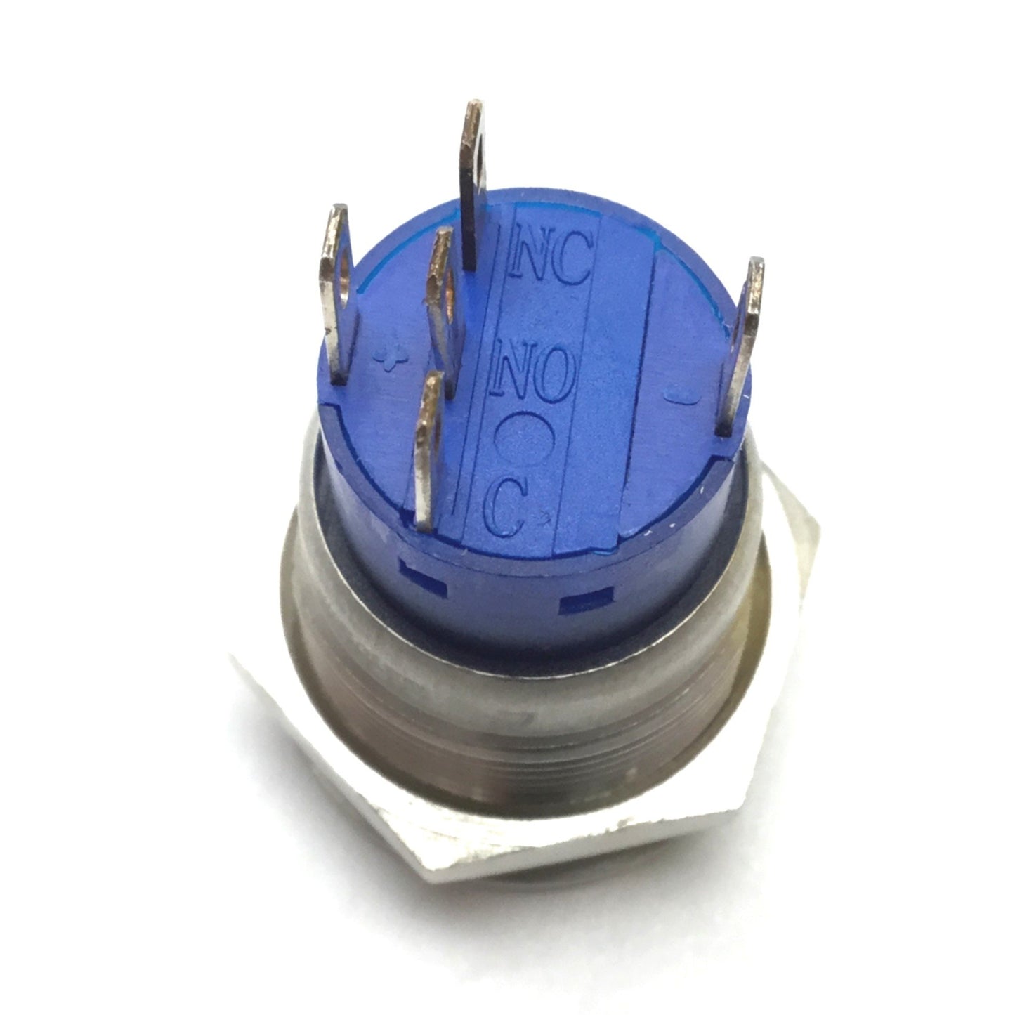 Used E-Switch ULV4 Anti-Vandal Switch, M19x1.0, SPDT, Rating: 3A 125/250VAC, Green