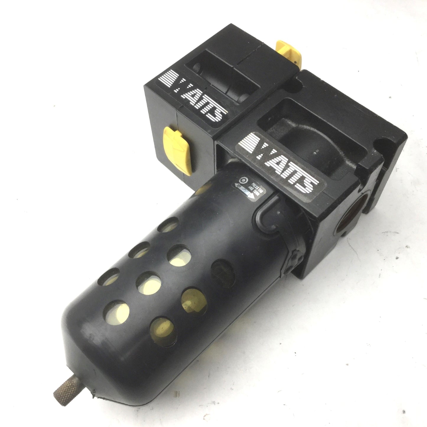 Used Parker Watts F105-04BG Pneumatic Filter, 1/2" NPT Ports, 5 Micron SV105-06 Valve