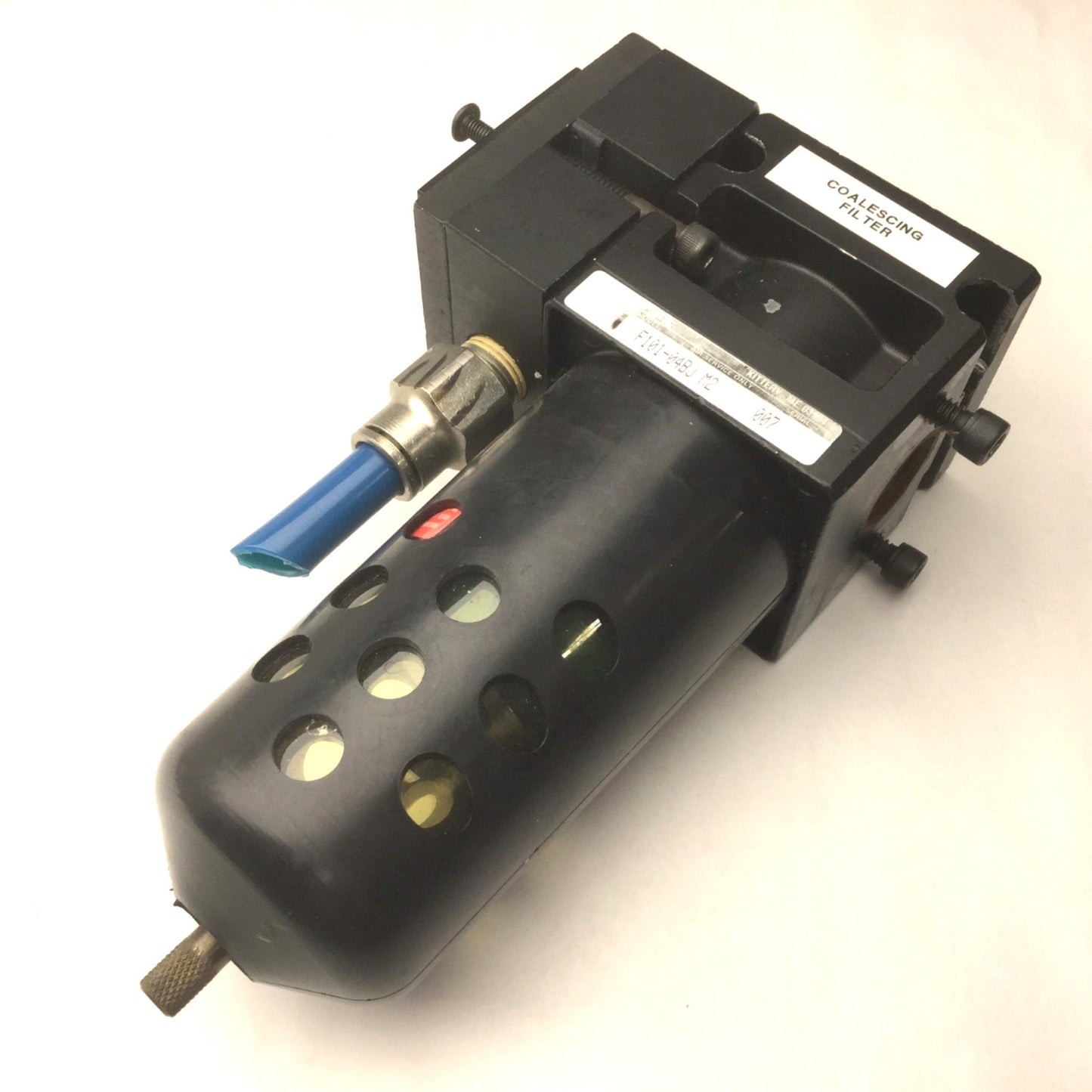 Used Parker Watts F101-04BJ M2 Pneumatic Filter, 1/2" NPT Ports, Poly Bowl With Guard
