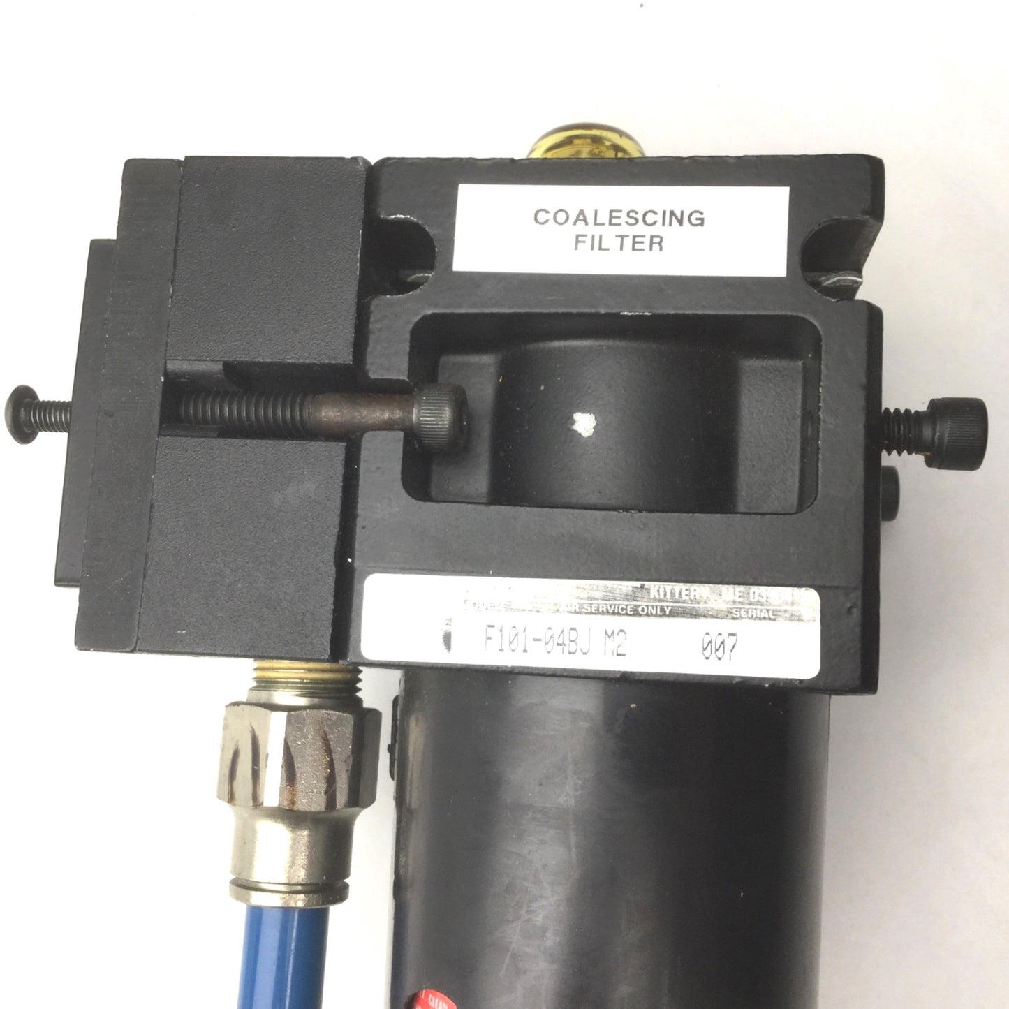 Used Parker Watts F101-04BJ M2 Pneumatic Filter, 1/2" NPT Ports, Poly Bowl With Guard