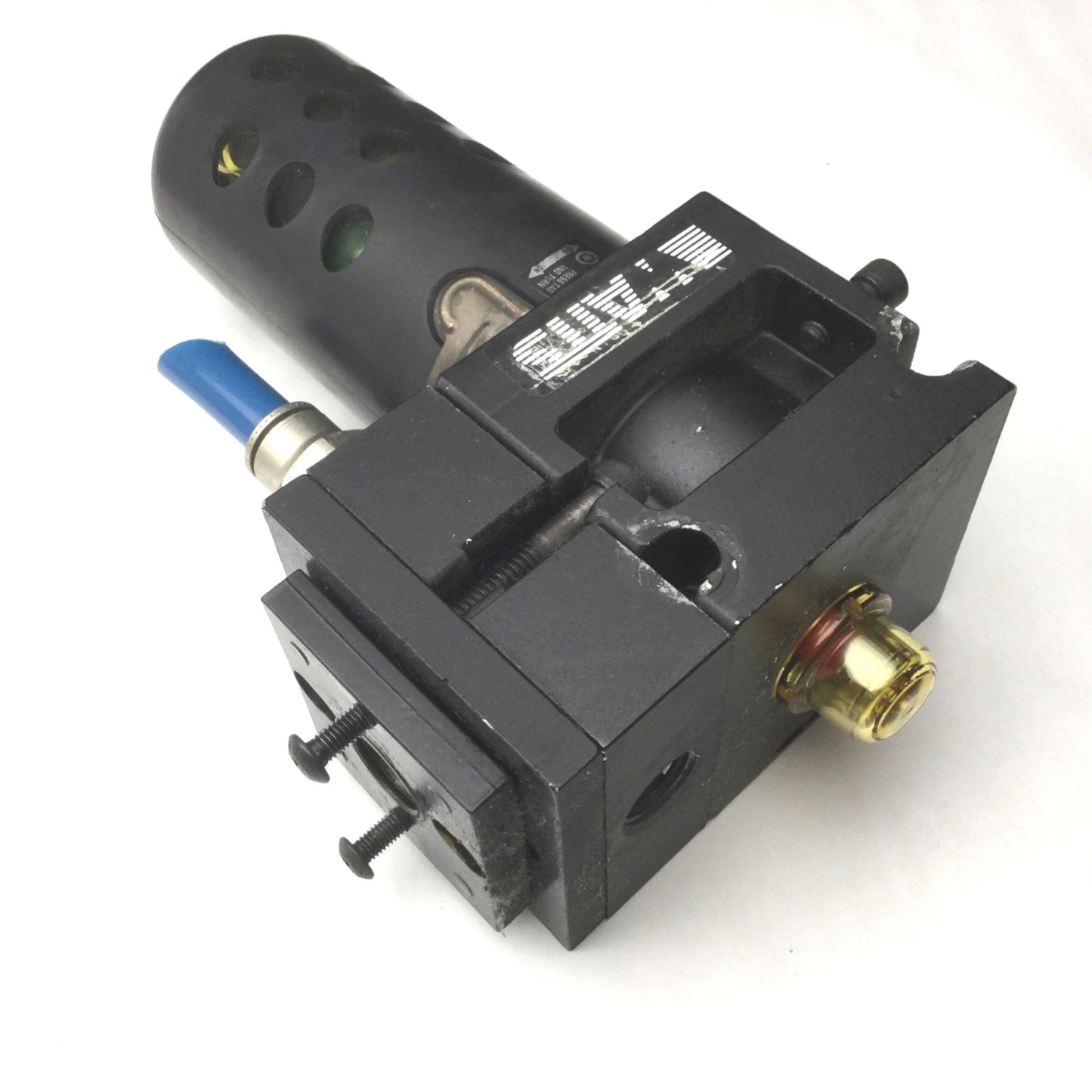 Used Parker Watts F101-04BJ M2 Pneumatic Filter, 1/2" NPT Ports, Poly Bowl With Guard