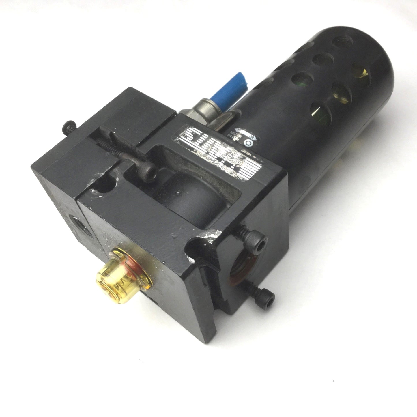 Used Parker Watts F101-04BJ M2 Pneumatic Filter, 1/2" NPT Ports, Poly Bowl With Guard