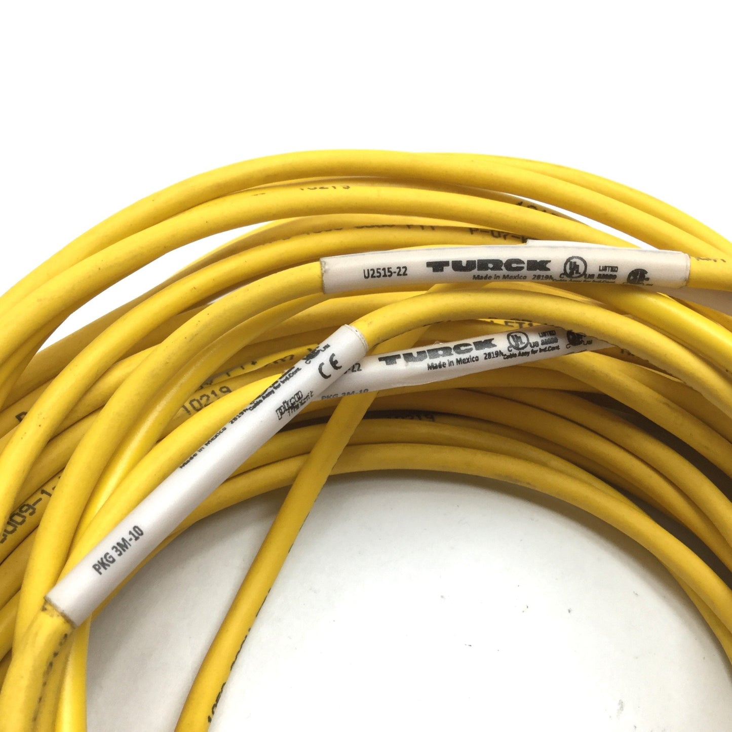 Used Lot of 5 Turck PKG 3M-10 Cordset, 3-Pin Female Picofast Connection, 2.5m Long