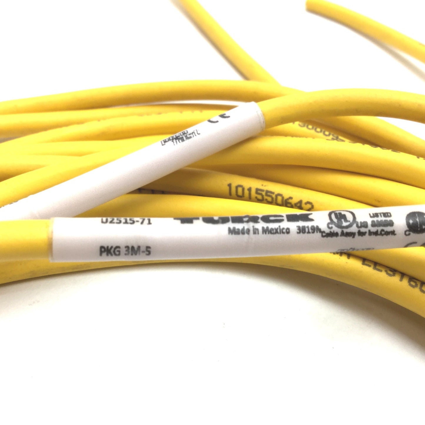 Used Lot of 2 Turck PKG 3M-5 Cordset, 3-Pin Female Picofast Connection, 2.5m Long