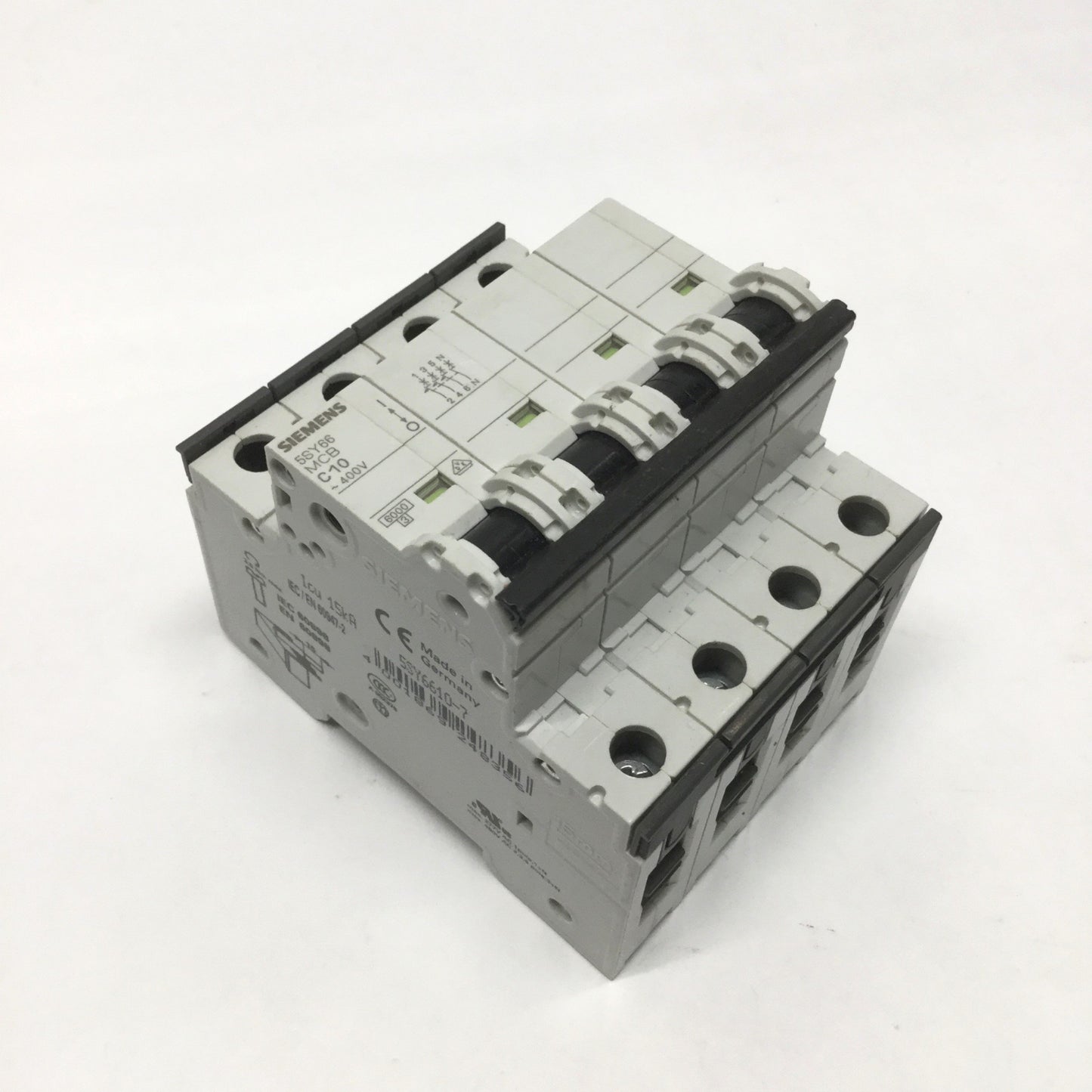 Used Siemens 5SY66 MCB C10 C-Curve Miniature Circuit Breaker 4-Pole (3P+N) 10A 400VAC