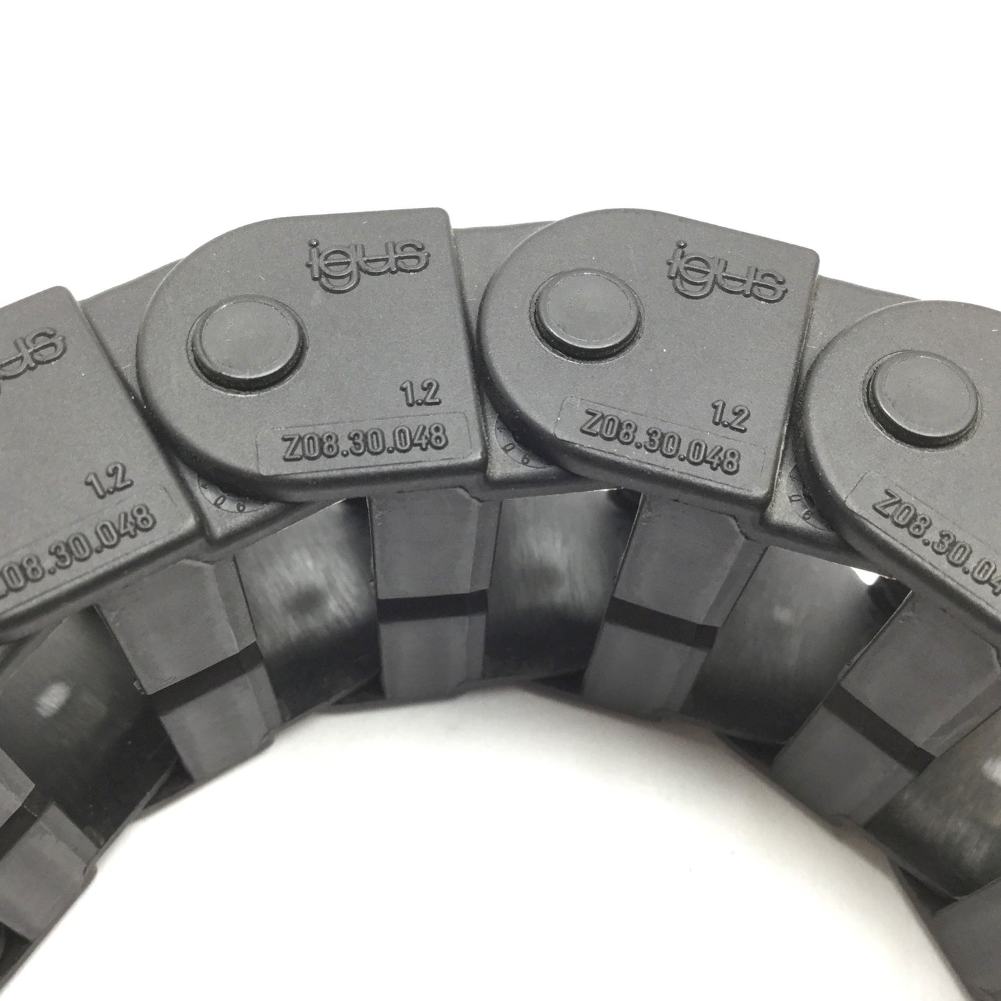 Used Lot of 2 Igus Z08.30.048 Energy Chain, Length: 13", Inside: 1.15" x 0.5"