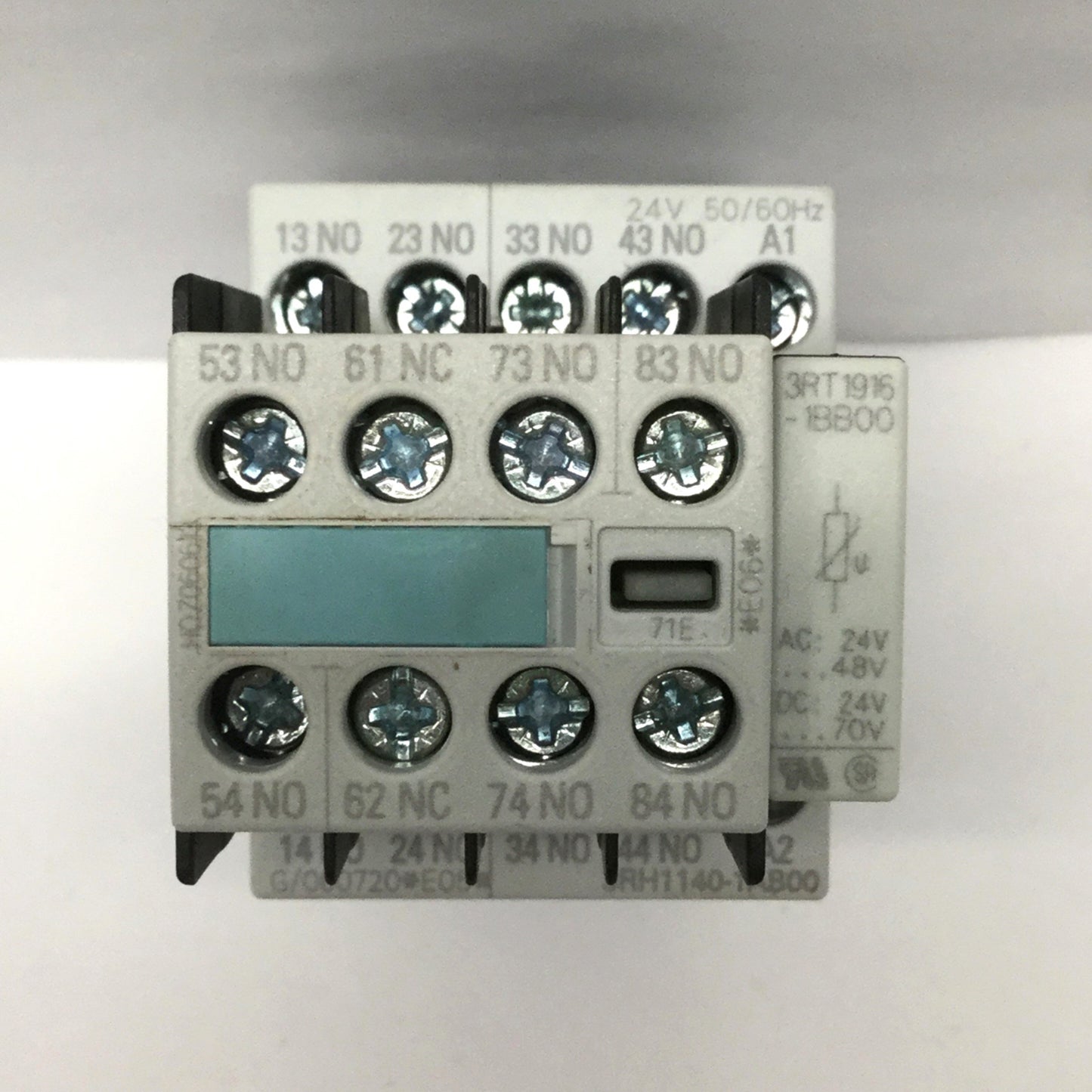 Used Siemens 3RH1140-1AB00 Motor Starter/Contactor Relay 10A, 24VAC Coil w/Auxiliary