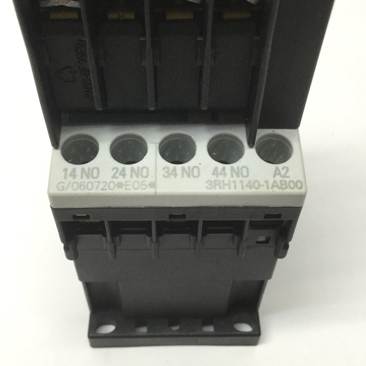 Used Siemens 3RH1140-1AB00 Motor Starter/Contactor Relay 10A, 24VAC Coil w/Auxiliary