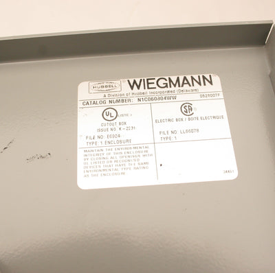 Used Wiegmann N1C060804WW Steel Electrical Enclosure, 8 x 4 x 6" *Holes*