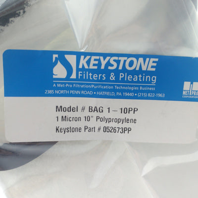 New Keystone BAG1-10PP Giant Bag Filter, 1 Micron, 10" Long, 40GPM, Polypropylene