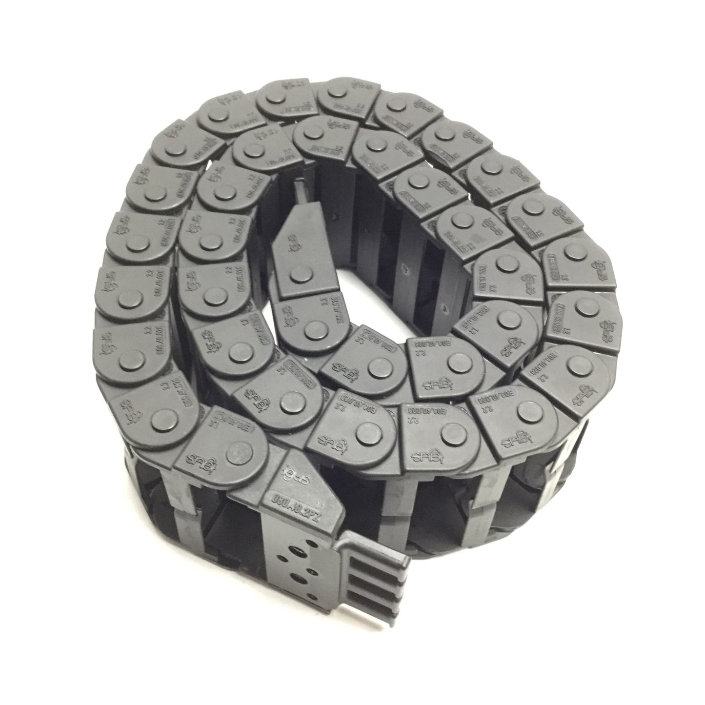 Used Igus E08.40.028 Energy Chain, Length: 28", Inside Dimensions: 1.58" x 0.55"