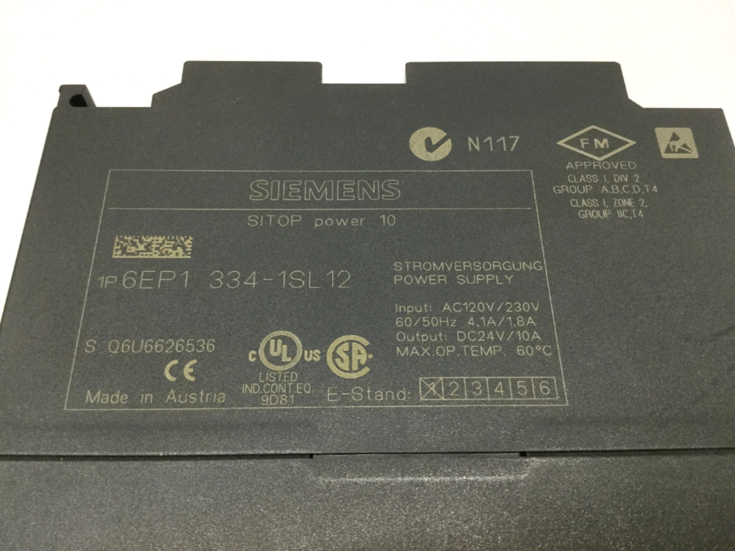 Used SIEMENS 6EP1 334-1SL12 SITOP Power 10 Supply 120/230VAC IN, 24VDC 10A OUT
