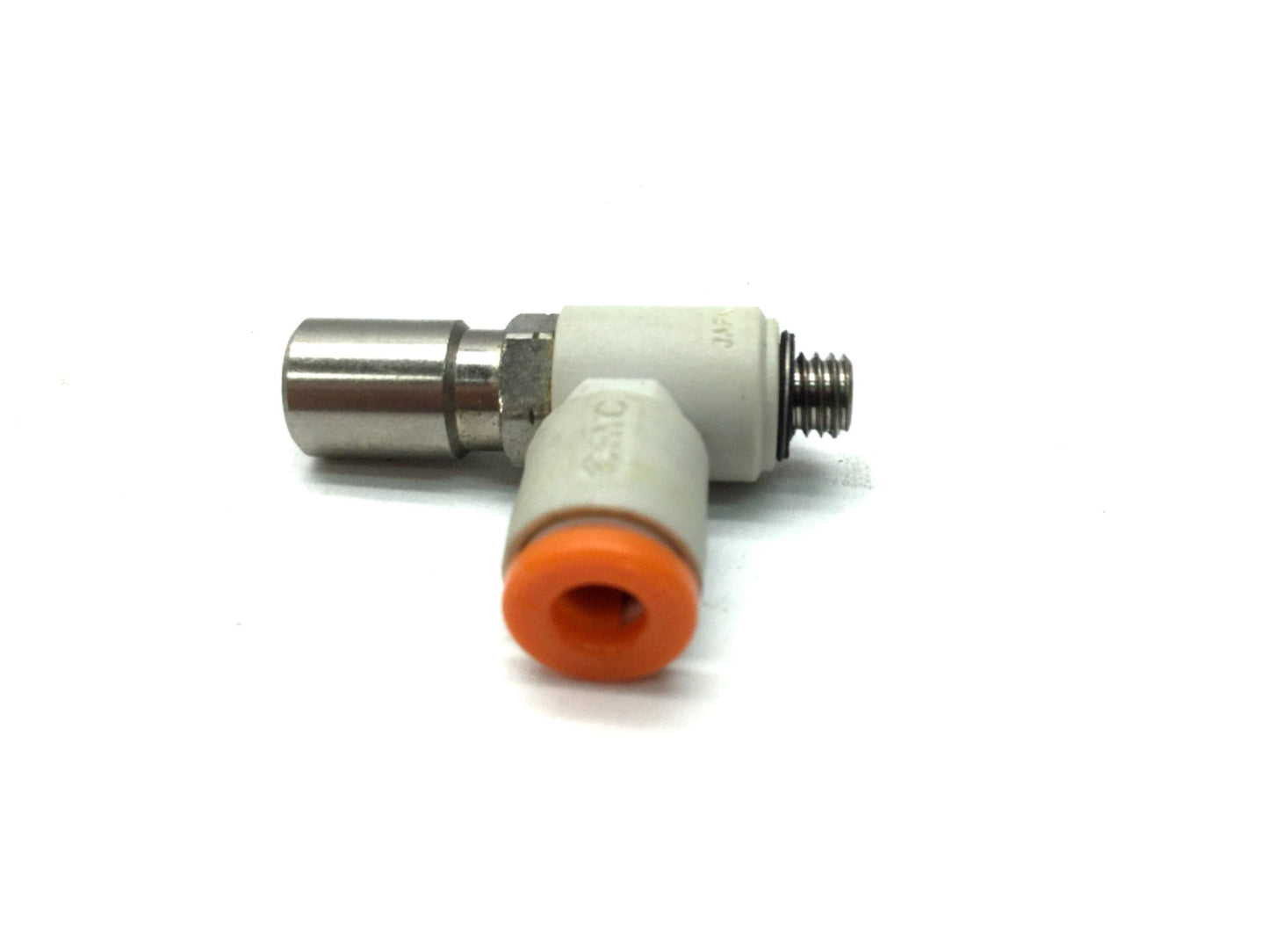 Used Lot of 5 SMC AS1201F-M5-04-J Elbow Flow Controls, M5x0.8 Thread, 4mm Tubing
