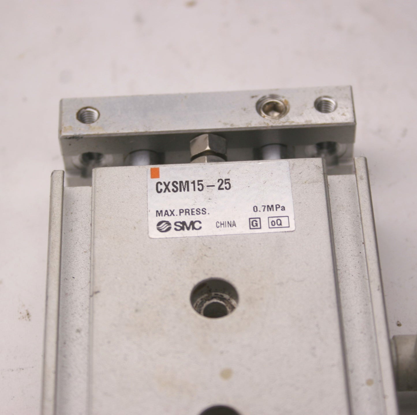 Used SMC CXSM15-25 Pneumatic Cylinder Slide, Dual Rod, Bore: 15mm Stroke: 25mm