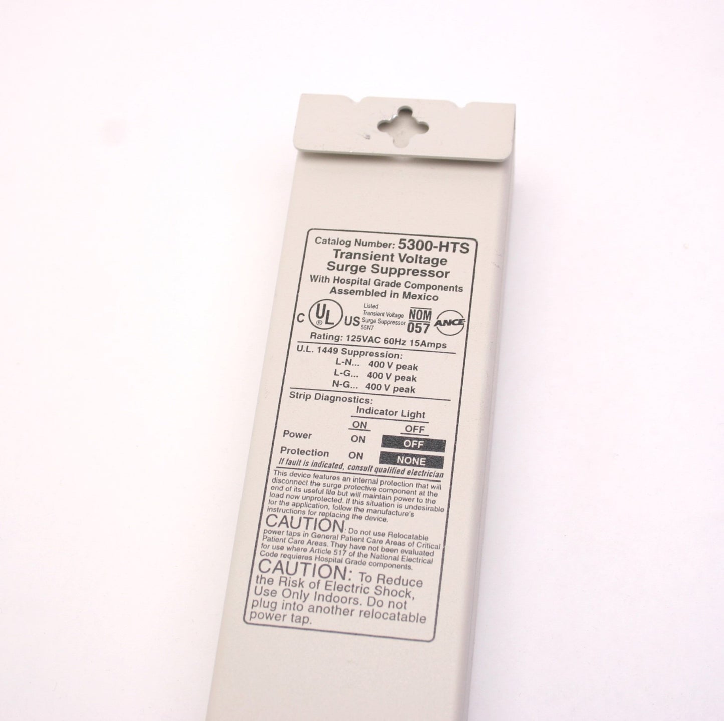 Used Leviton 5300-HTS Transient Voltage Surge Suppressor Vertical 125V, 60Hz, 15A