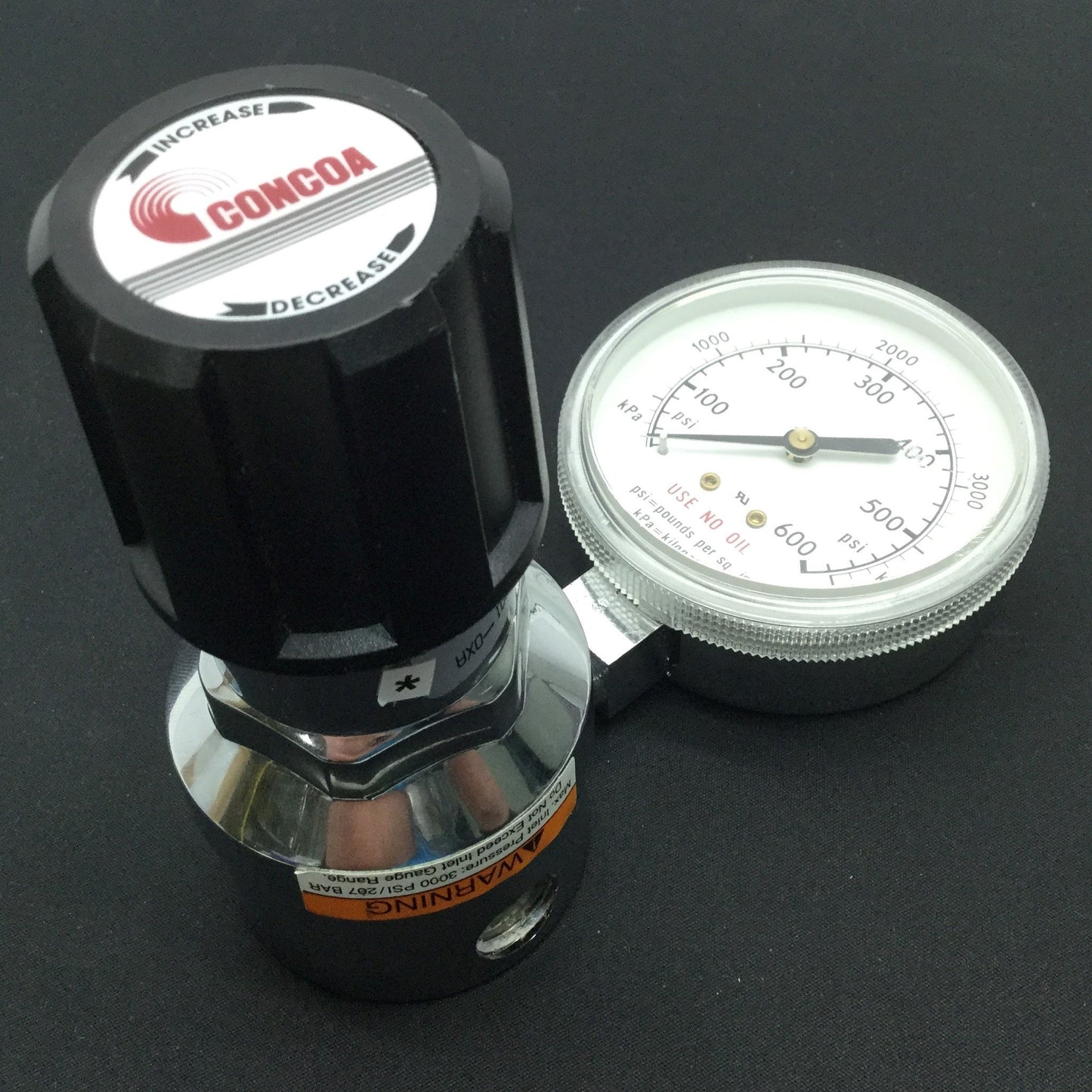 Used Concoa 3044001-84-000 Regulator 1/4" NPT Ports Out: 0-250psi Chrome Plated Brass