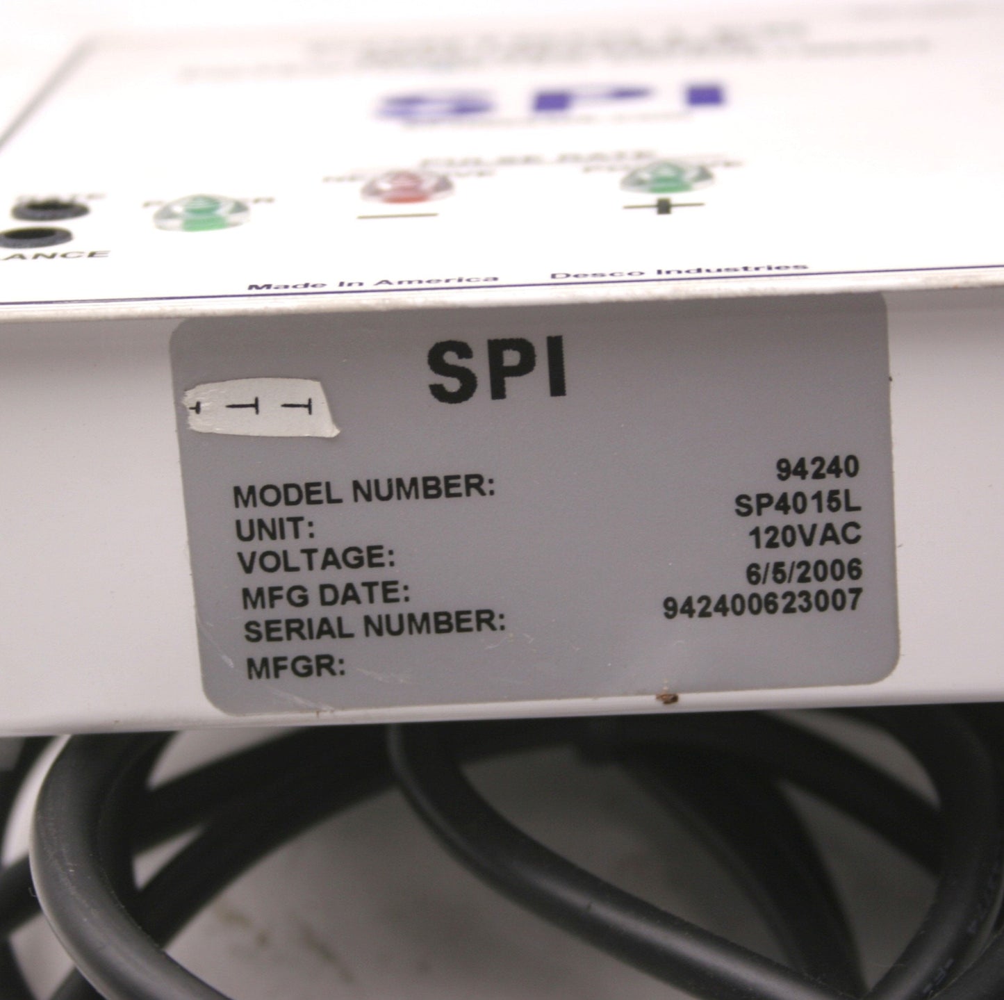 Used SPI 94240 Controller With Recessed Potentiometer Adjustment With 5' Ion Bar