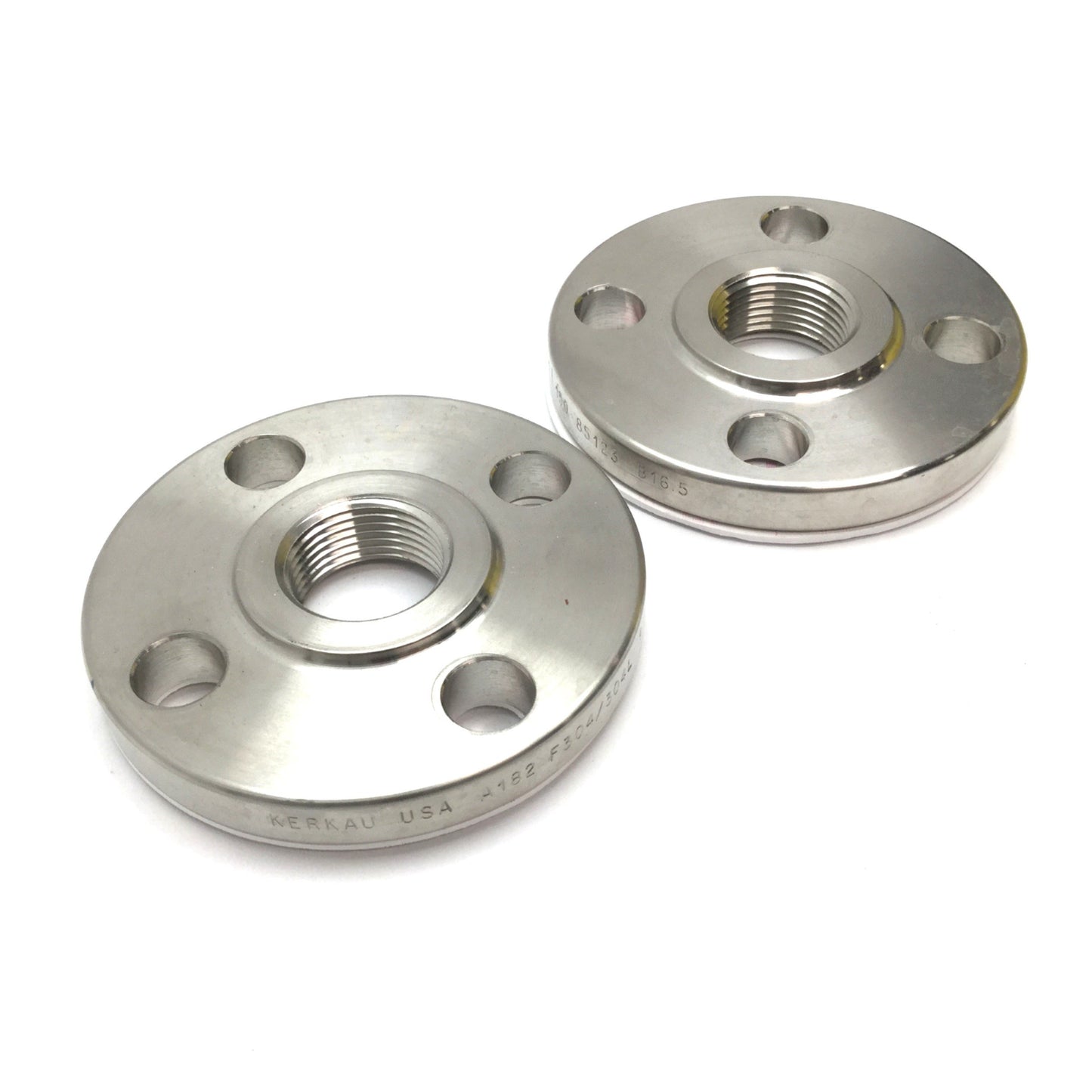 Used Lot of 2 Kerkau USA A182 F304/304L 1 150 85123 B16.5 SS Blind Flanges 1" NPT