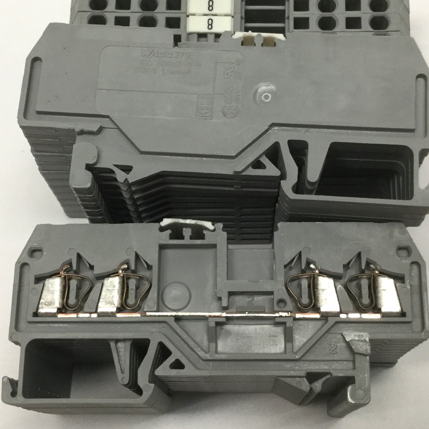 Used Lot of 25 Wago 279-621 Cage Clamp Feed Thru Terminal Blocks, 4-Conductor, 1.5mm²