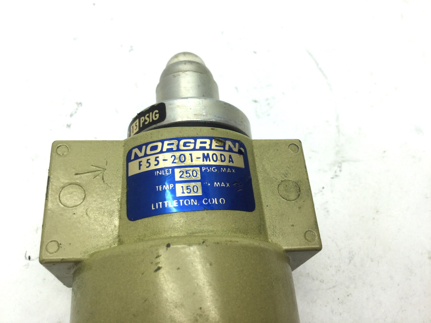 Used Norgren F55-201-MODA Filter & 5796-50 Service Indicator 1/4" NPT 250 PSI 150°F